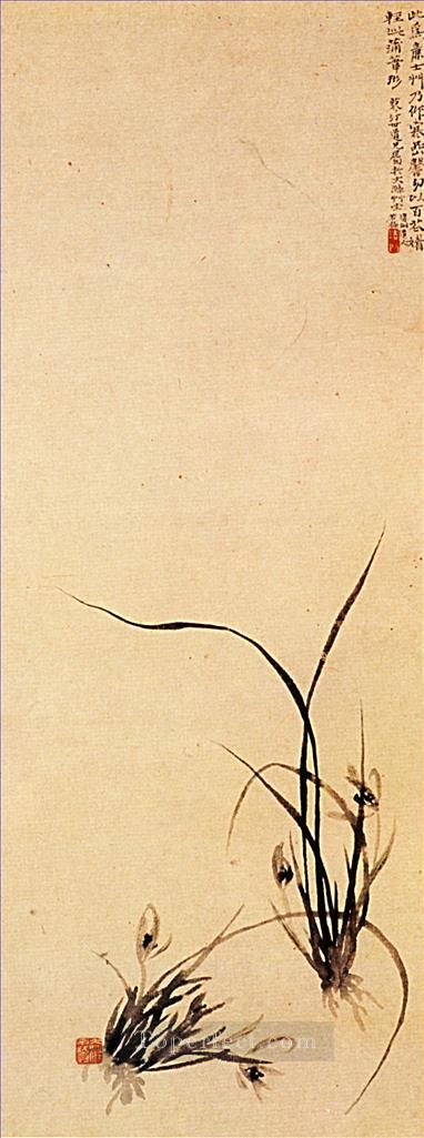 Shitao の蘭の新芽 1707 伝統的な中国油絵